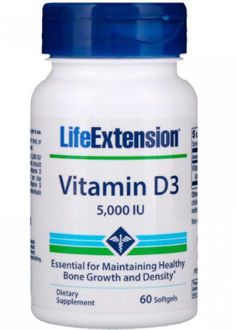 Vitamin D3 5000 IU 60 Softgels Life Extension (256720345)