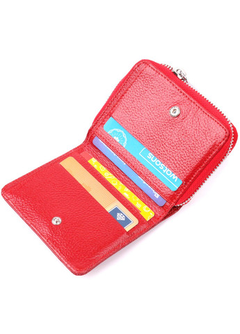 Лакований жіночий гаманець із монетницею на блискавці з натуральної фактурної шкіри 21410 Червоний Karya (258267780)