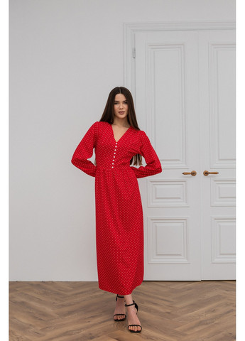 Красное платье миди из софта в принт Bessa