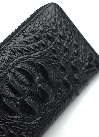 Шкіряний чоловічий клатч гаманець на блискавці з тисненням під крокодила, клатч чорний з натуральної шкіри No Brand (266701143)