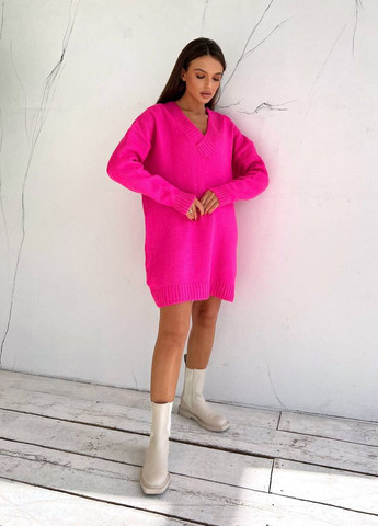 Розовый женский свитер-туника акрил No Brand