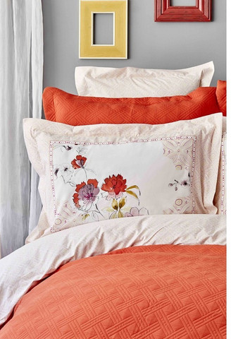 Набор постельное белье с покрывалом - Elia pembe 2020-1 розовый евро Karaca Home (258186447)
