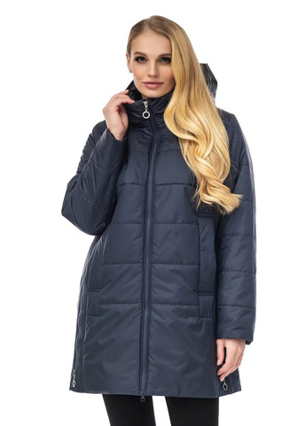 Синяя демисезонная женская куртка прямого силуэта DIMODA Демісезонна куртка від українського виробника
