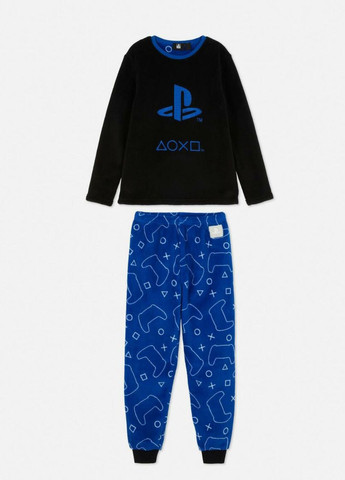 Комбинированная зимняя флисовая пижама подростку свитшот + брюки Primark
