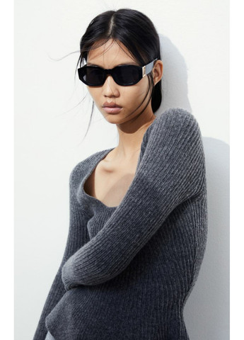 Сірий демісезонний жіночий приталений светр з вирізом н&м (56328) xs сірий H&M