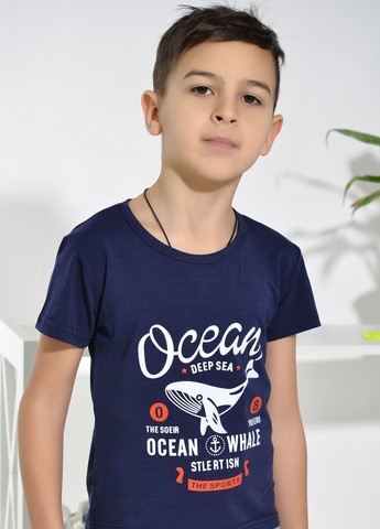 Синяя футболки сорочки футболка на хлопчика синя (ocean) Lemanta