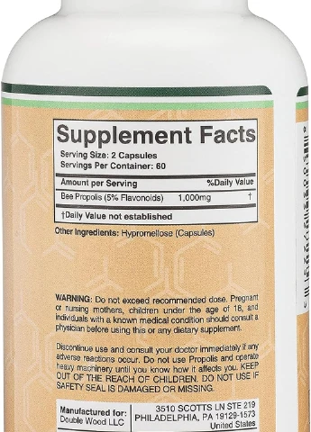 Пчелиный прополис Bee Propolis 1000 mg 120 capsules Double Wood Supplements (261765743)