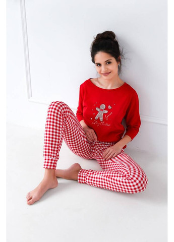 Красная всесезон пижама из хлопка красная с рождественским принтом christmas cookie s2020192 Sensis