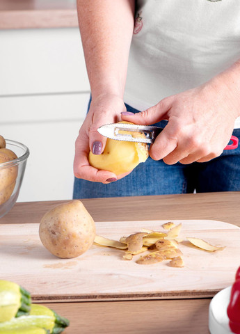 Ніж 2в1 економка овочечистка рибочистка великий з пластмасовою ручкою для очищення овочів та фруктів 20.5 см Kitchette (260567605)