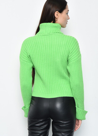 Зелений зимовий светр жіночий під горло зеленого кольору пуловер Let's Shop