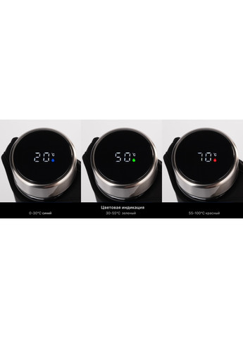 Скляна пляшка з подвійними стінками, датчиком тепла Tee 350 мл, чорна More (269462826)