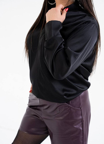 Черная женская рубашка из шелка армани цвет черный р.44/48 445854 New Trend