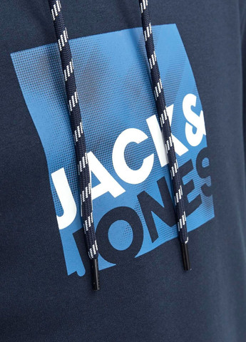Худі фліс,темно-синій з принтом,JACK&JONES Jack & Jones (275130665)