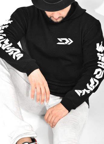 Чорний светри худі чоловіча з білими ієрогліфами (ут000063902) Lemanta