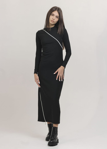 Черное кэжуал платье черное на молнии MZR