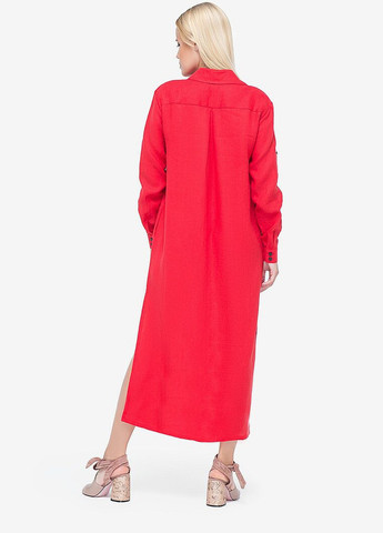 Червона повсякденний сукня-сорочка із льону червона сорочка MORANDI однотонна