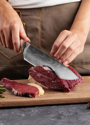 Набор ножей из нержавеющей стали / профессиональные ножи для кухни / для мяса, рыбы, овощей / 10 предметов DobraMAMA серые, нержавеющая сталь