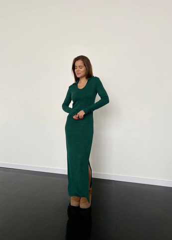 Зеленое кэжуал женское платье рубчик No Brand