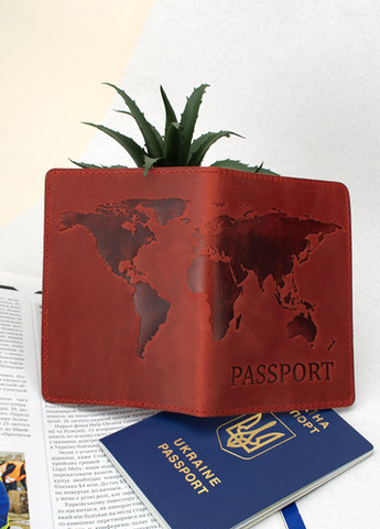 Обложка кожаная на загранпаспорт "Карта" (красная) HandyCover (261406366)