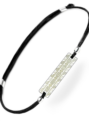 Серебряный браслет Чёрный Вышиванка «Полтавская область» регулируеться родированное серебро Family Tree Jewelry Line (266038518)