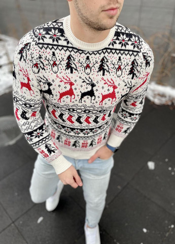 Новорічний светр Олені білий Vakko (261242128)