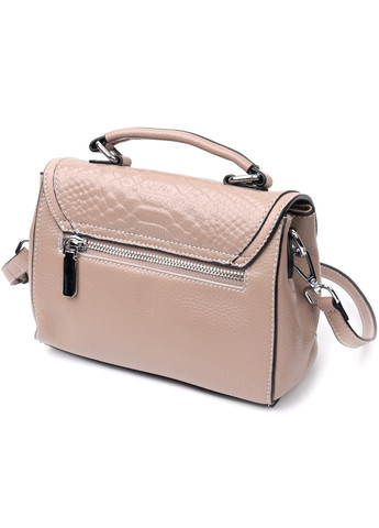 Жіноча шкіряна сумка з цікавою металевою засувкою 22418 Бежевий Vintage (276457543)