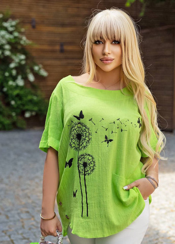 Светло-зеленая летняя блузка летняя оверсайз LeVi