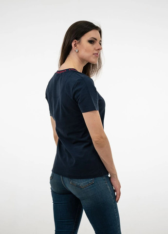 Темно-синяя летняя футболка женская с коротким рукавом Hugo Boss BOSS RELAXED-FIT T-SHIRT IN COTTON JERSEY WITH LOGO