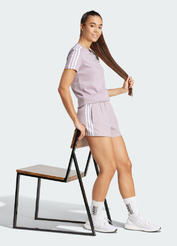 Фиолетовая всесезон футболка essentials slim 3-stripes adidas