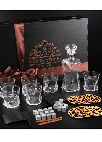 Набор камни для виски 24шт + 6 стаканов Bormioli Rocco Cassiopea 330 мл + графин 800 мл Whiskey Stones (277868195)
