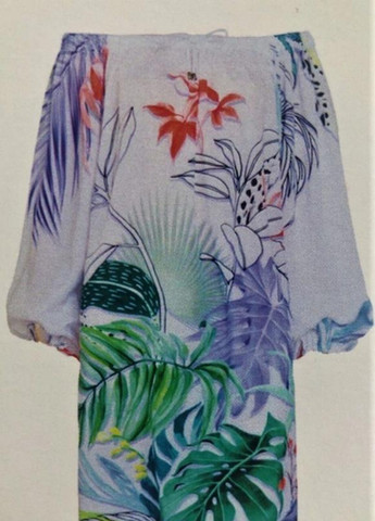 Туника платье пляжное свободного кроя One size Белая с растительным принтом Julliana 17142S Toccata (259214540)