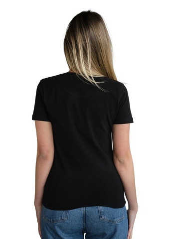 Черная летняя футболка женская с коротким рукавом Guess