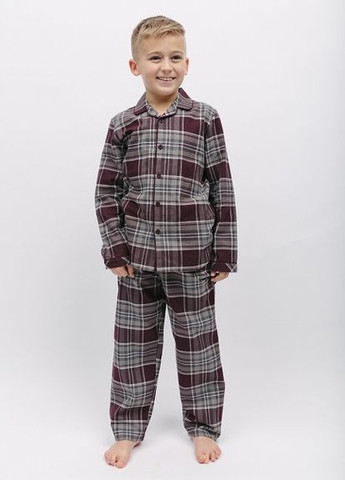 Бордова зимня піжама для хлопчика 6905 рубашка + брюки Cyberjammies Spencer