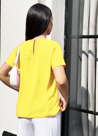 Жовта яскрава жовта літня блузка-футболка вільного крою INNOE Блуза-футболка