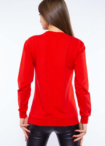 Свитшот женский с принтом на груди (Красный) Time of Style - крой однотонный красный кэжуал полиэстер - (261922157)