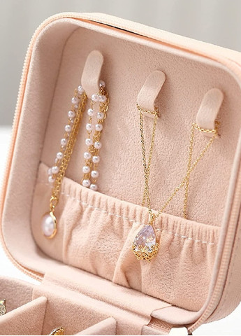 Скринька скриня органайзер коробка футляр для зберігання прикрас біжутерії еко шкіра 10х10х5 см (474628-Prob) Пудрова Unbranded (259142206)