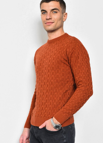 Теракотовий демісезонний светр чоловічий однотонний теракотового кольору пуловер Let's Shop