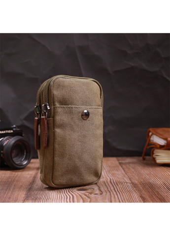 Компактна сумка-чохол на пояс із металевим карабіном із текстилю 22224 Оливковий Vintage (267925318)
