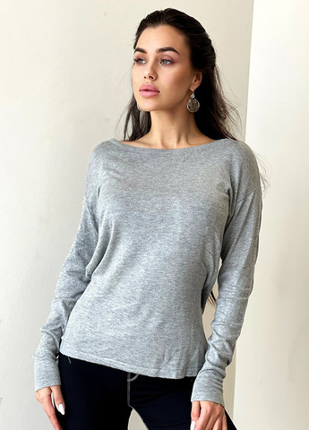 Серый демисезонный женский свитер свободный серый пуловер Let's Shop