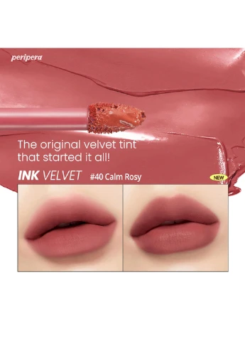 Матовый тинт для губ INK VELVET 040 CALM ROSY оттенок #40 Calm Rosy 4г Peripera (269804252)