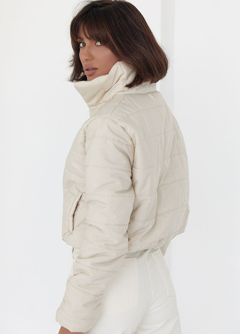Молочная демисезонная демисезонная куртка женская на молнии - молочный Lurex