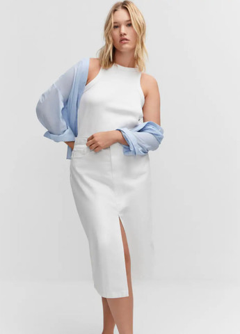 Біла джинсова спідниця міді Mango (259447104)