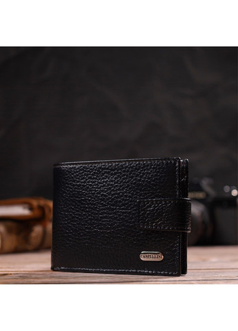 Компактное портмоне для мужчин в комбинации двух цветов из натуральной кожи 21749 Черное Canpellini (259815756)