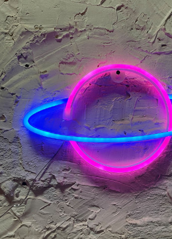 Настінний декоративний неоновий світильник-нічник Saturn Decoration Lamp Сатурн (30х18 см) - Рожевий/Синій Forus neon decoration lamp (257033362)