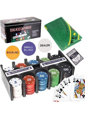 Набор для игры в техасский покер настольная игра 200 фишек в металлическом кейсе коробке (474879-Prob) Unbranded (260084032)