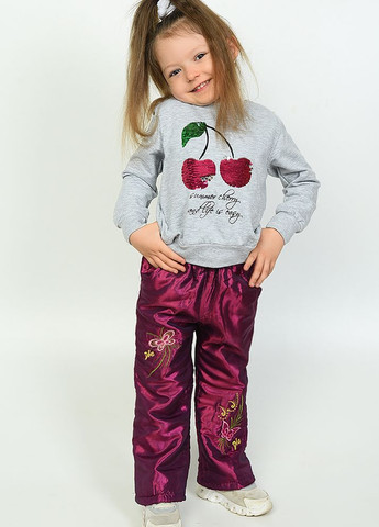 Штани дитячі теплі для дівчинки бордового кольору Let's Shop (275993166)