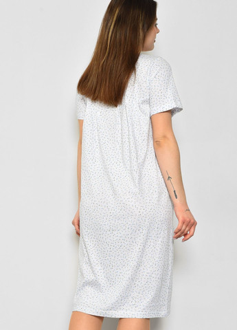 Нічна сорочка жіноча батальна білого кольору з квітковим принтом Let's Shop (277925744)