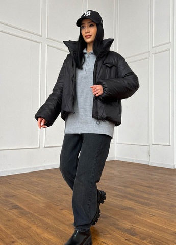 Чорна демісезонна демісезонна курточка у чорному кольорі Jadone Fashion