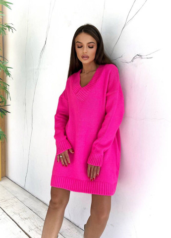 Розовый женский свитер-туника акрил No Brand