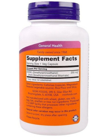 DMAE 250 mg 100 Veg Caps Now Foods (256724072)